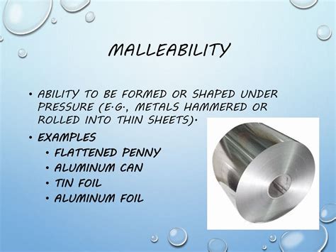 metals can be hammered into sheets|malleable metals examples.